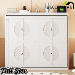 Bellemave® Murphy Bed Wall Chest with Charging Station & Slat Support,Wood Hideaway Cabinet Platform Bed frame with Leg,can be Folded - Bellemave