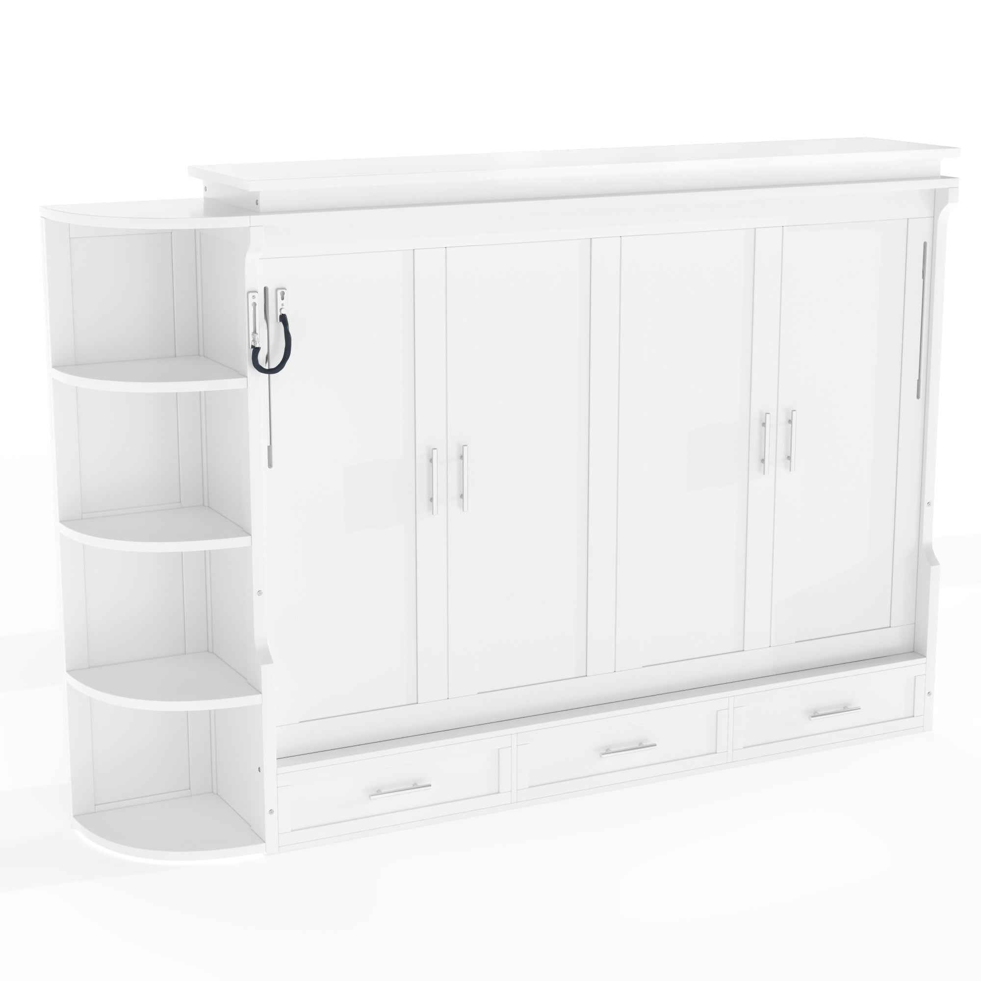 Bellemave® Murphy Bed with Cabinet, Shelf & Drawers – Horizontal Wall Bed Frame with Slats, No Box Spring, Easy Assembly - Bellemave