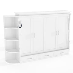 Bellemave® Murphy Bed with Cabinet, Shelf & Drawers – Horizontal Wall Bed Frame with Slats, No Box Spring, Easy Assembly - Bellemave