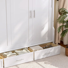 Bellemave® Murphy Bed with Cabinet, Shelf & Drawers – Horizontal Wall Bed Frame with Slats, No Box Spring, Easy Assembly - Bellemave