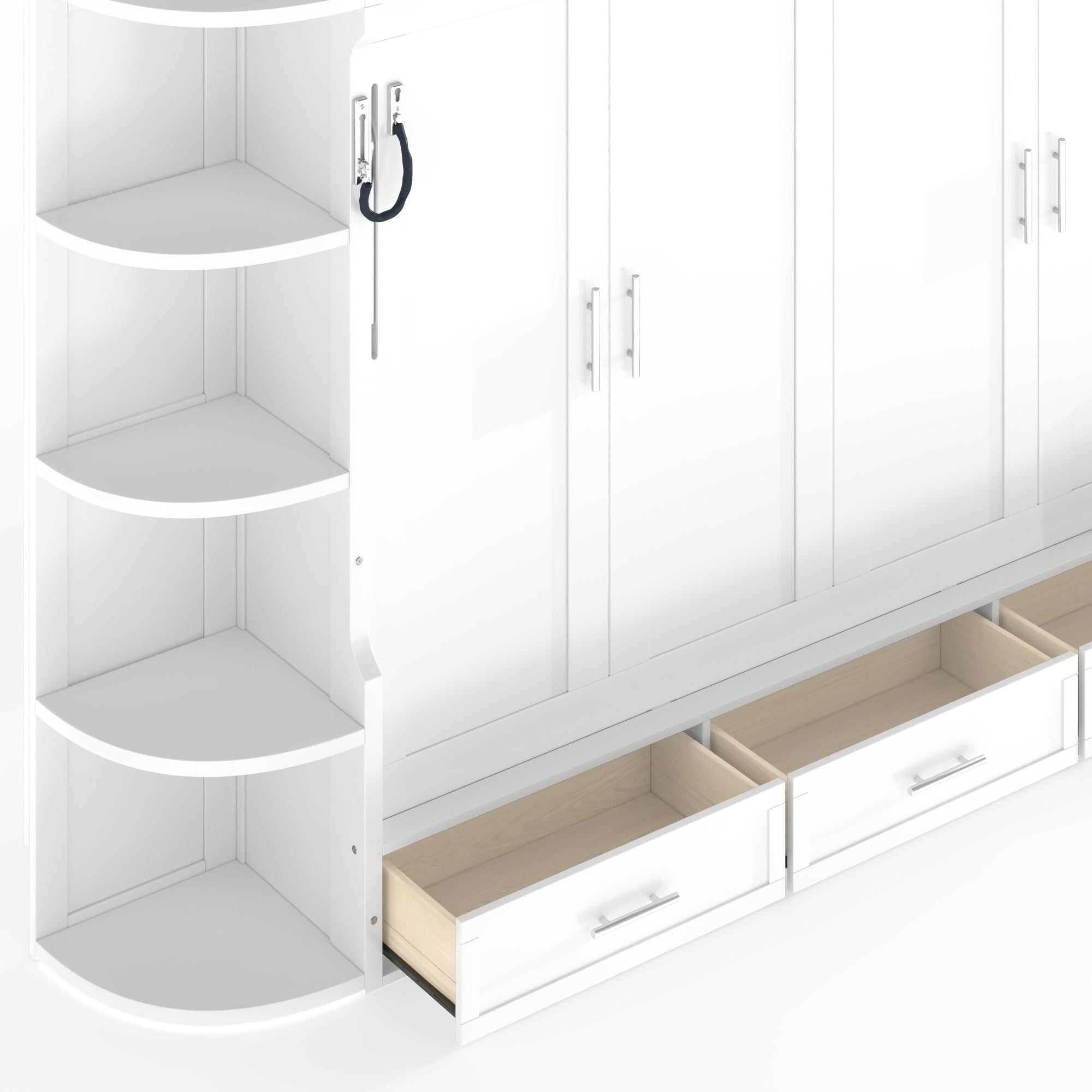 Bellemave® Murphy Bed with Cabinet, Shelf & Drawers – Horizontal Wall Bed Frame with Slats, No Box Spring, Easy Assembly - Bellemave