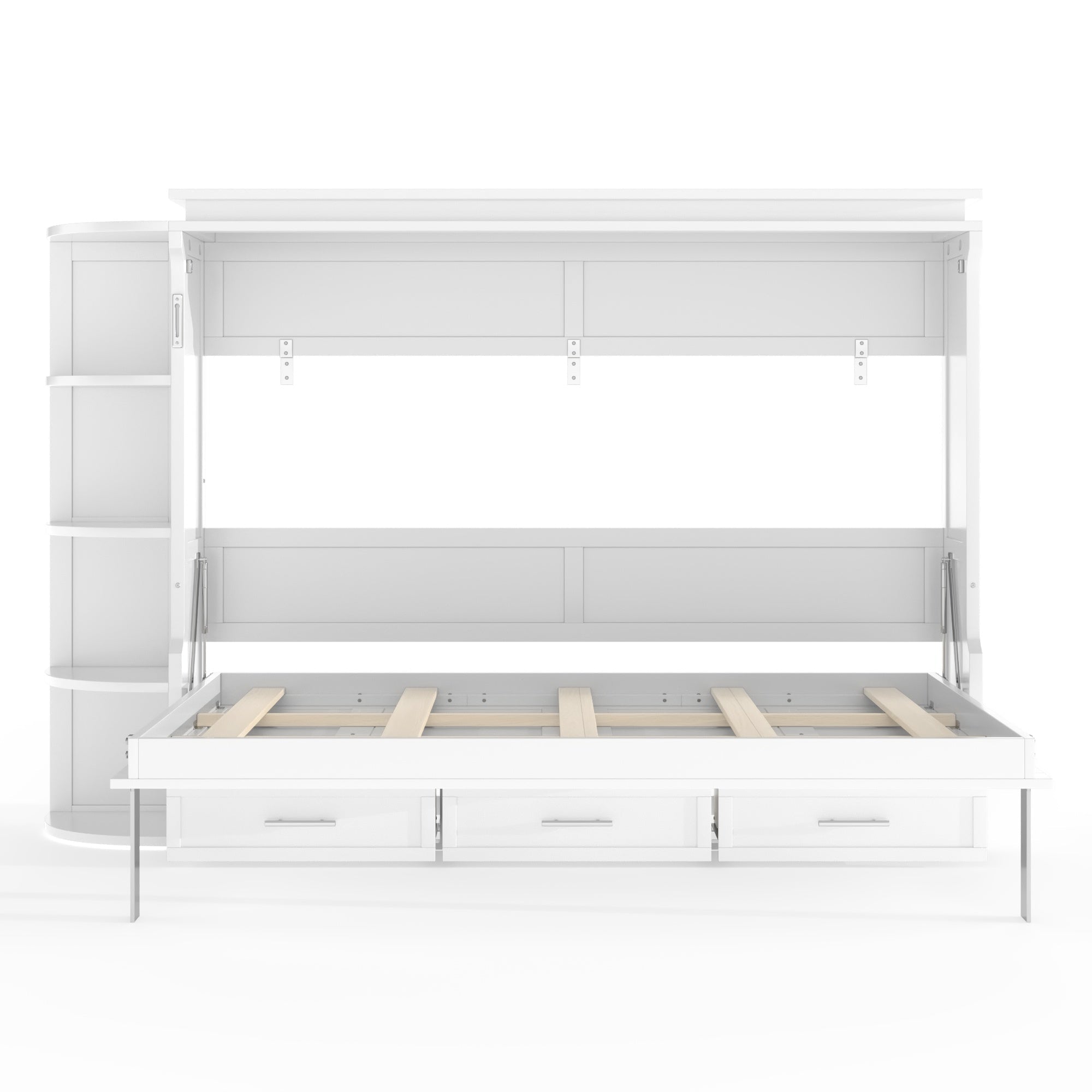 Bellemave® Murphy Bed with Cabinet, Shelf & Drawers – Horizontal Wall Bed Frame with Slats, No Box Spring, Easy Assembly - Bellemave