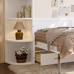 Bellemave® Murphy Bed with Cabinet, Shelf & Drawers – Horizontal Wall Bed Frame with Slats, No Box Spring, Easy Assembly - Bellemave