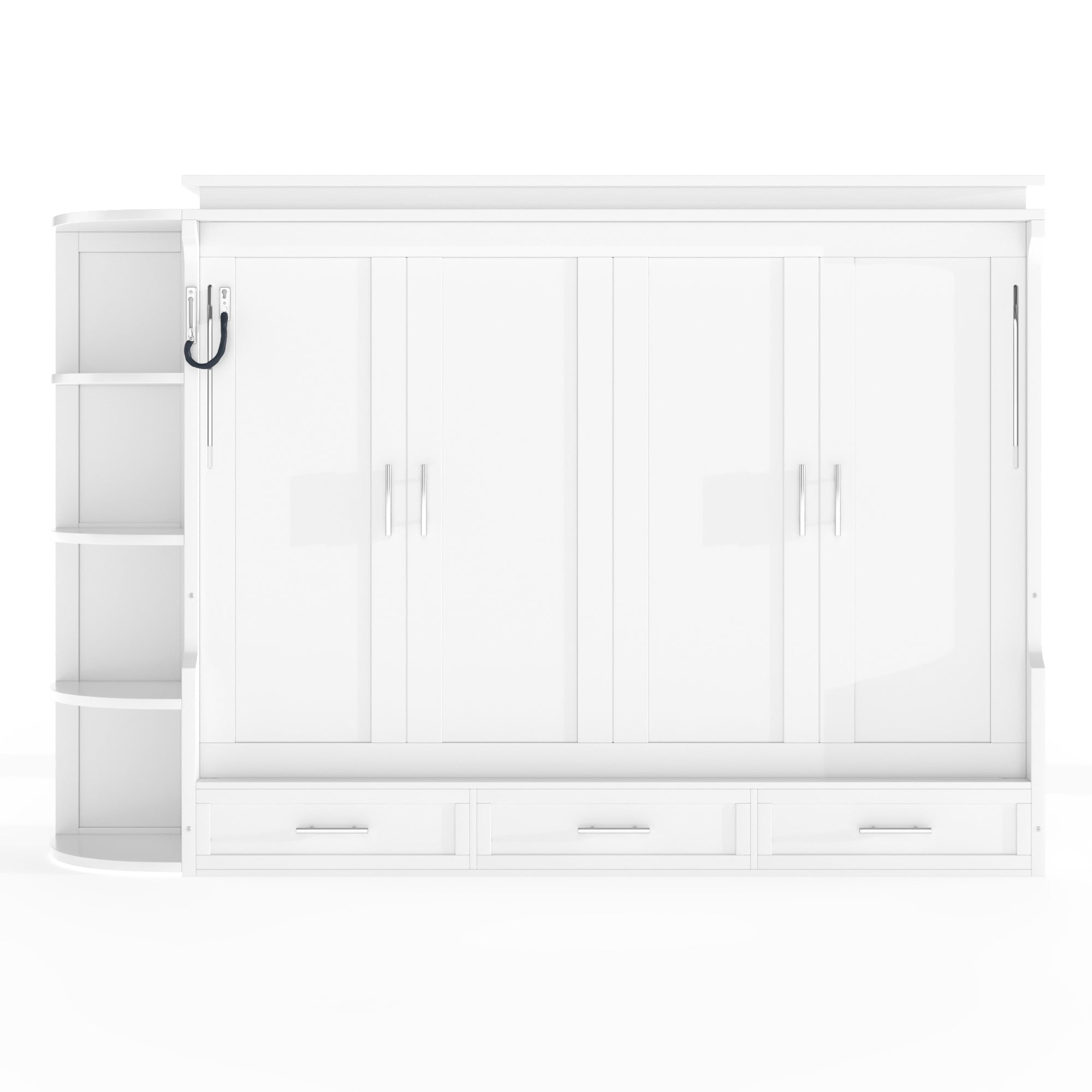 Bellemave® Murphy Bed with Cabinet, Shelf & Drawers – Horizontal Wall Bed Frame with Slats, No Box Spring, Easy Assembly - Bellemave