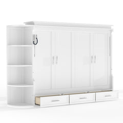 Bellemave® Murphy Bed with Cabinet, Shelf & Drawers – Horizontal Wall Bed Frame with Slats, No Box Spring, Easy Assembly - Bellemave