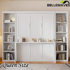 Bellemave® Murphy Bed with Desk and Bookshelf - Bellemave