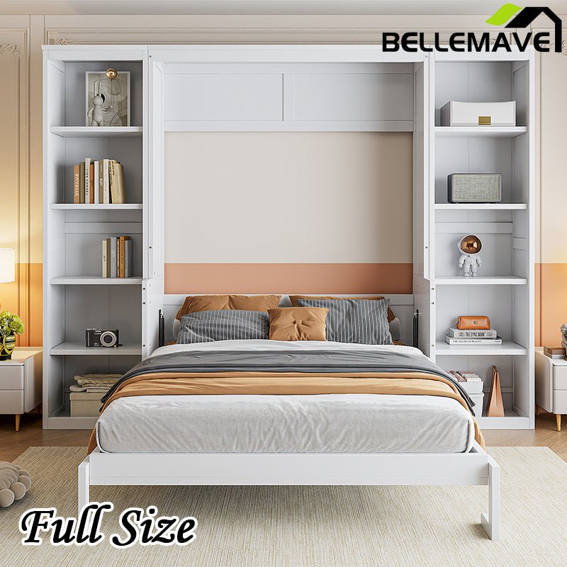 Bellemave® Murphy Bed with Desk and Bookshelf - Bellemave
