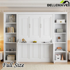 Bellemave® Murphy Bed with Desk and Bookshelf - Bellemave