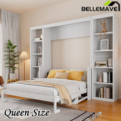 Bellemave® Murphy Bed with Desk and Bookshelf - Bellemave