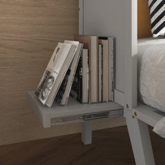 Bellemave® Murphy Bed with USB Port and Desk, Platform Bed with Removable Shelves on Each Side, Wood Frame - Bellemave