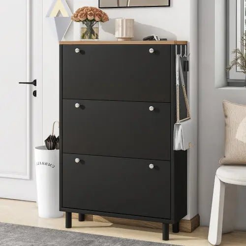 Bellemave® Narrow Design Shoe Cabinet with 3 Flip Drawers,3 Hooks and Adjustable Panel - Bellemave