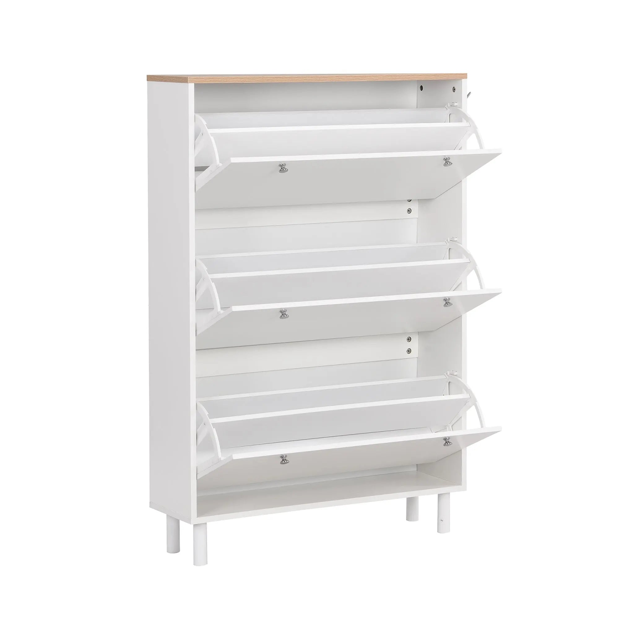 Bellemave® Narrow Design Shoe Cabinet with 3 Flip Drawers,3 Hooks and Adjustable Panel - Bellemave