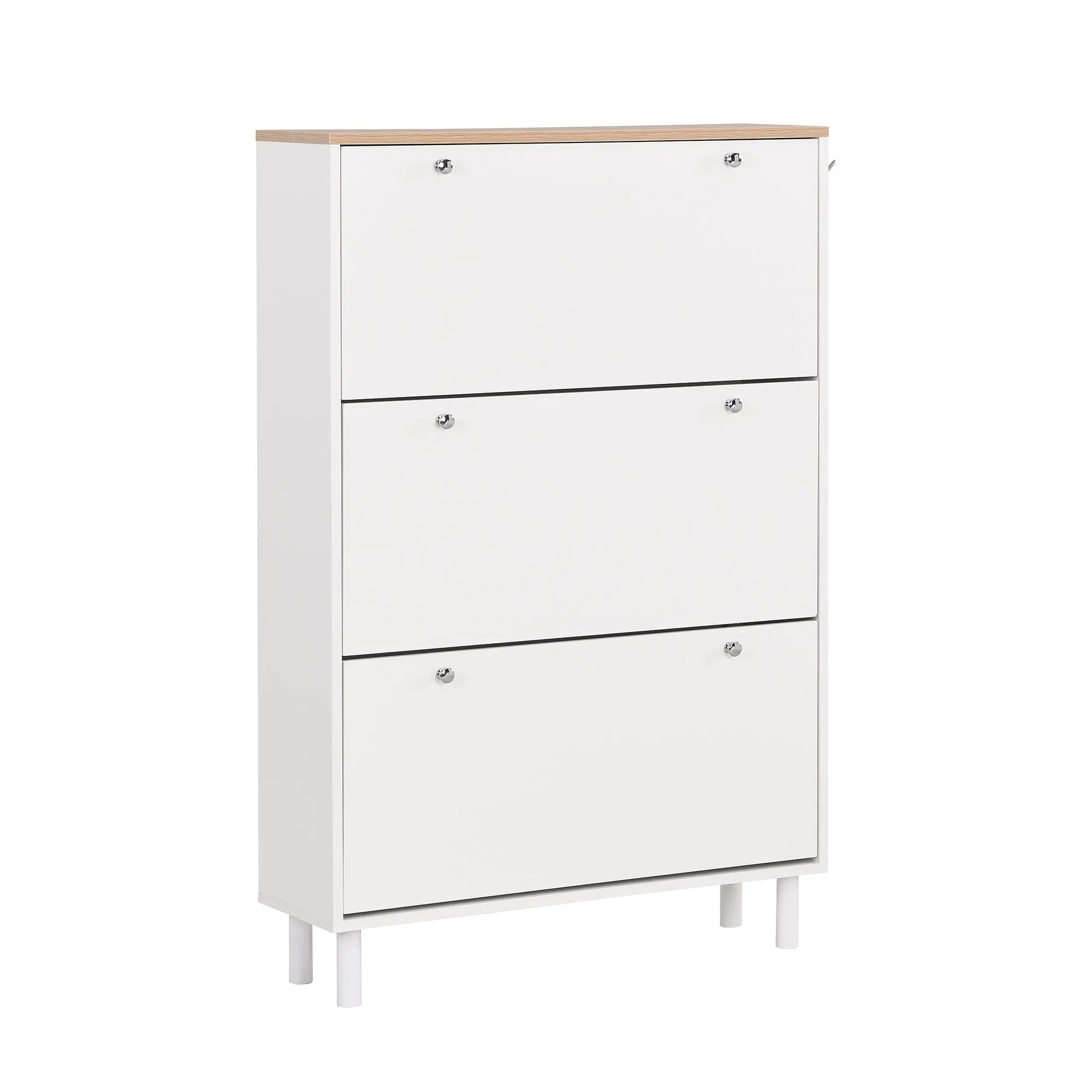 Bellemave® Narrow Design Shoe Cabinet with 3 Flip Drawers,3 Hooks and Adjustable Panel - Bellemave