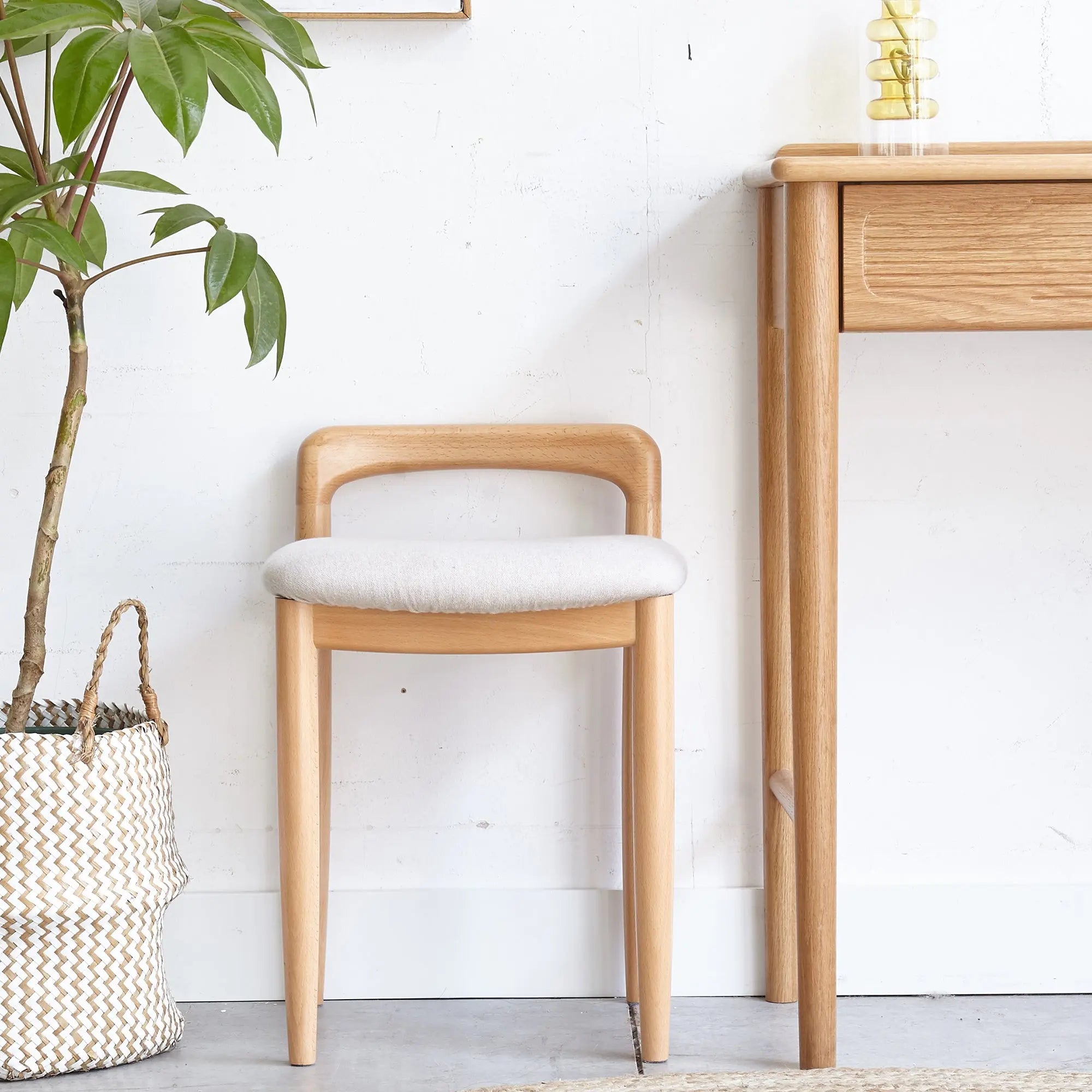 Bellemave® Natural Beech Wood Makeup Stool Bed Bench - Bellemave