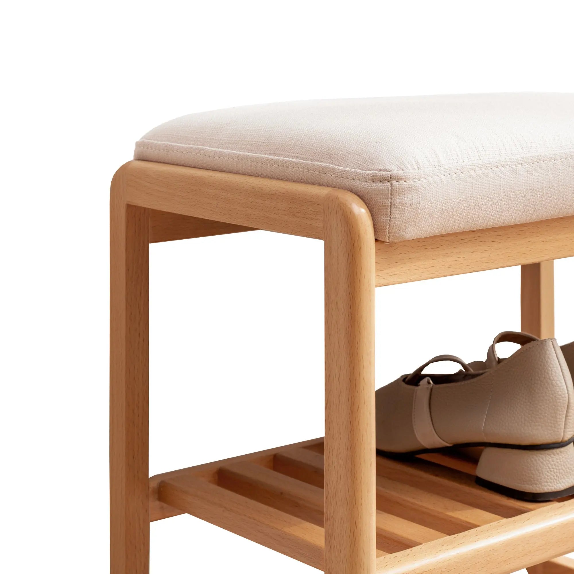 Bellemave® Natural Solid Wood Shoe Bench with High Rebound Sponge Cushion - Bellemave