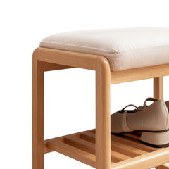 Bellemave® Natural Solid Wood Shoe Bench with High Rebound Sponge Cushion - Bellemave
