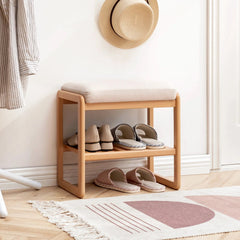 Bellemave® Natural Solid Wood Shoe Bench with High Rebound Sponge Cushion - Bellemave