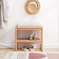 Bellemave® Natural Solid Wood Shoe Bench with High Rebound Sponge Cushion - Bellemave