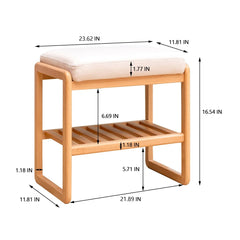 Bellemave® Natural Solid Wood Shoe Bench with High Rebound Sponge Cushion - Bellemave