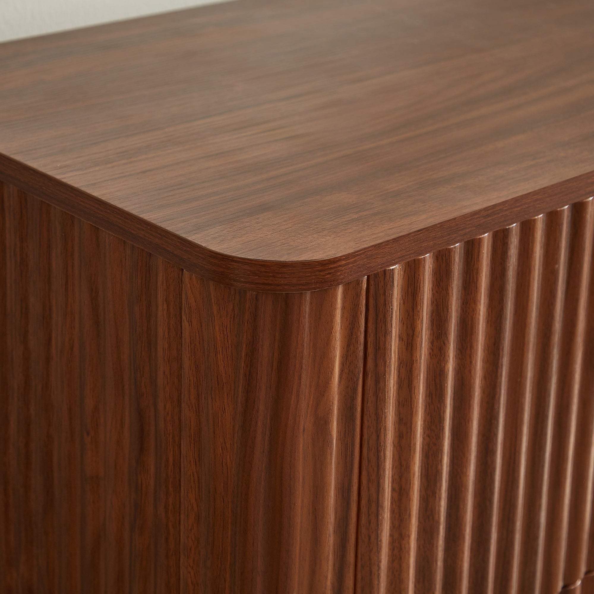 Bellemave® Nightstand Set of 2, 3 - Drawer Dresser with Curved Wave Design, Walnut Bedroom Side Table - Bellemave