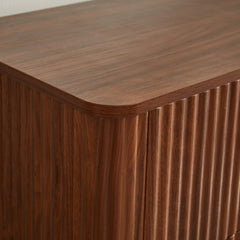 Bellemave® Nightstand Set of 2, 3 - Drawer Dresser with Curved Wave Design, Walnut Bedroom Side Table - Bellemave