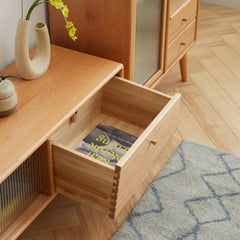 Bellemave® North America A Grade Solid Beech TV Cabinet with Two Drawer - Bellemave