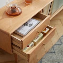 Bellemave® North America A Grade Solid Beech TV Cabinet with Two Drawer - Bellemave