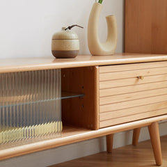 Bellemave® North America A Grade Solid Beech TV Cabinet with Two Drawer - Bellemave