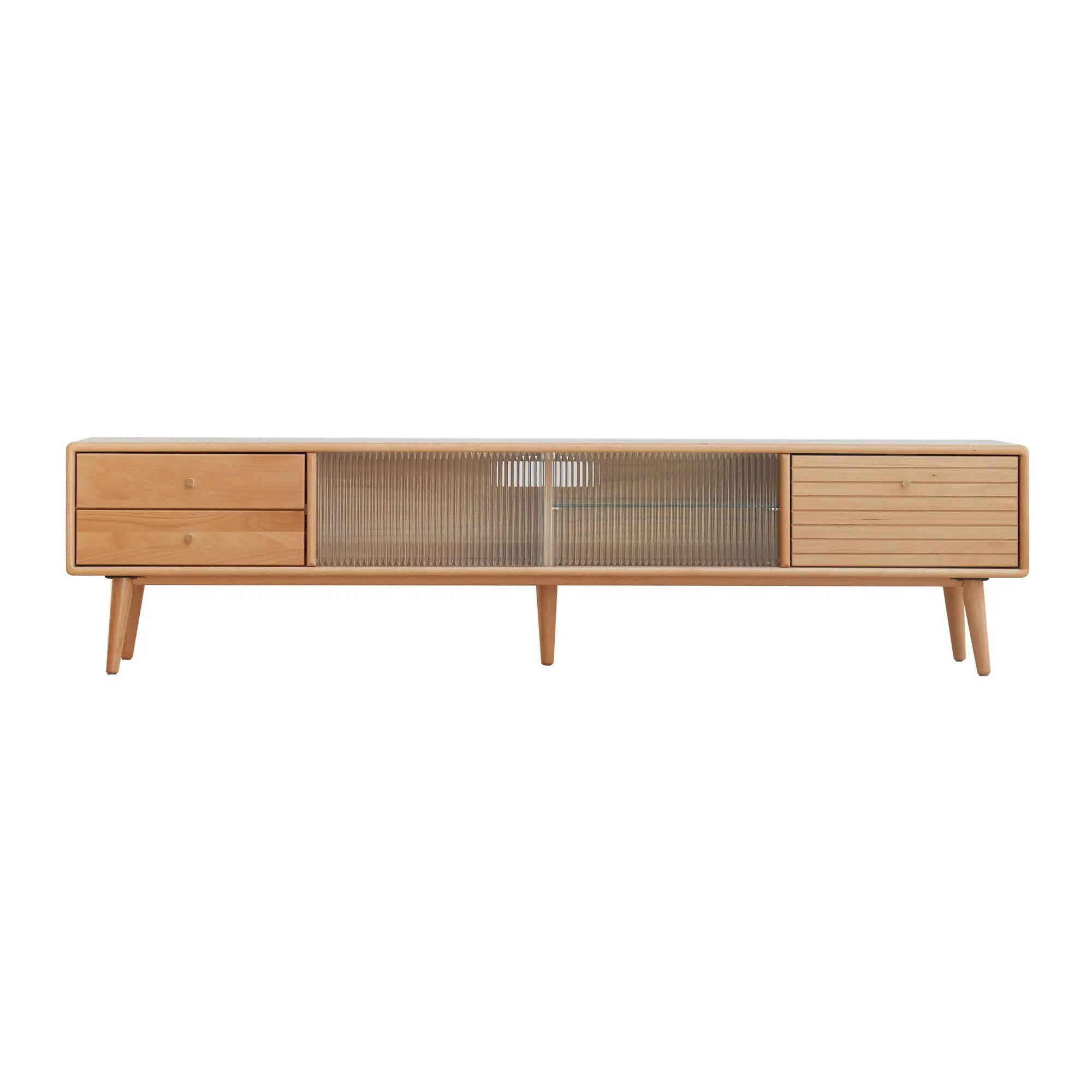 Bellemave® North America A Grade Solid Beech TV Cabinet with Two Drawer - Bellemave
