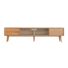 Bellemave® North America A Grade Solid Beech TV Cabinet with Two Drawer - Bellemave