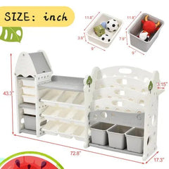 Bellemave® Nursery Organizer Kids Furniture Set Toy Storage Cabinet Unit with HDPE Shelf and Bins - Bellemave