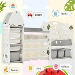Bellemave® Nursery Organizer Kids Furniture Set Toy Storage Cabinet Unit with HDPE Shelf and Bins - Bellemave