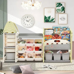 Bellemave® Nursery Organizer Kids Furniture Set Toy Storage Cabinet Unit with HDPE Shelf and Bins - Bellemave