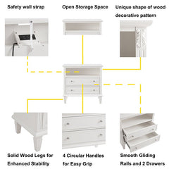 Bellemave® Open Space and 2 Drawers Dresser Nightstand with Charging Station - Bellemave