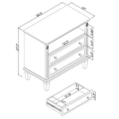 Bellemave® Open Space and 2 Drawers Dresser Nightstand with Charging Station - Bellemave