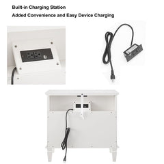 Bellemave® Open Space and 2 Drawers Dresser Nightstand with Charging Station - Bellemave