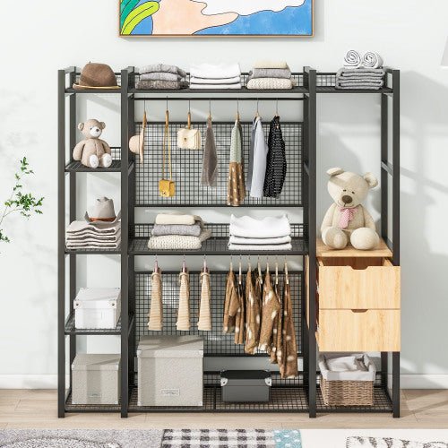 Bellemave® Open - Style Wardrobe with Hanging Rails, Shelves and Drawers - Bellemave