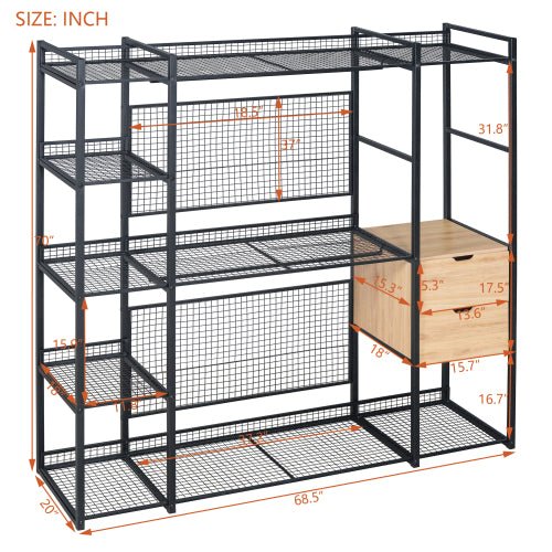 Bellemave® Open - Style Wardrobe with Hanging Rails, Shelves and Drawers - Bellemave