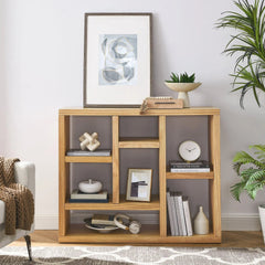 Bellemave® Open Wooden Open Shelf Bookcase with 7 Cube Storage Spaces - Bellemave
