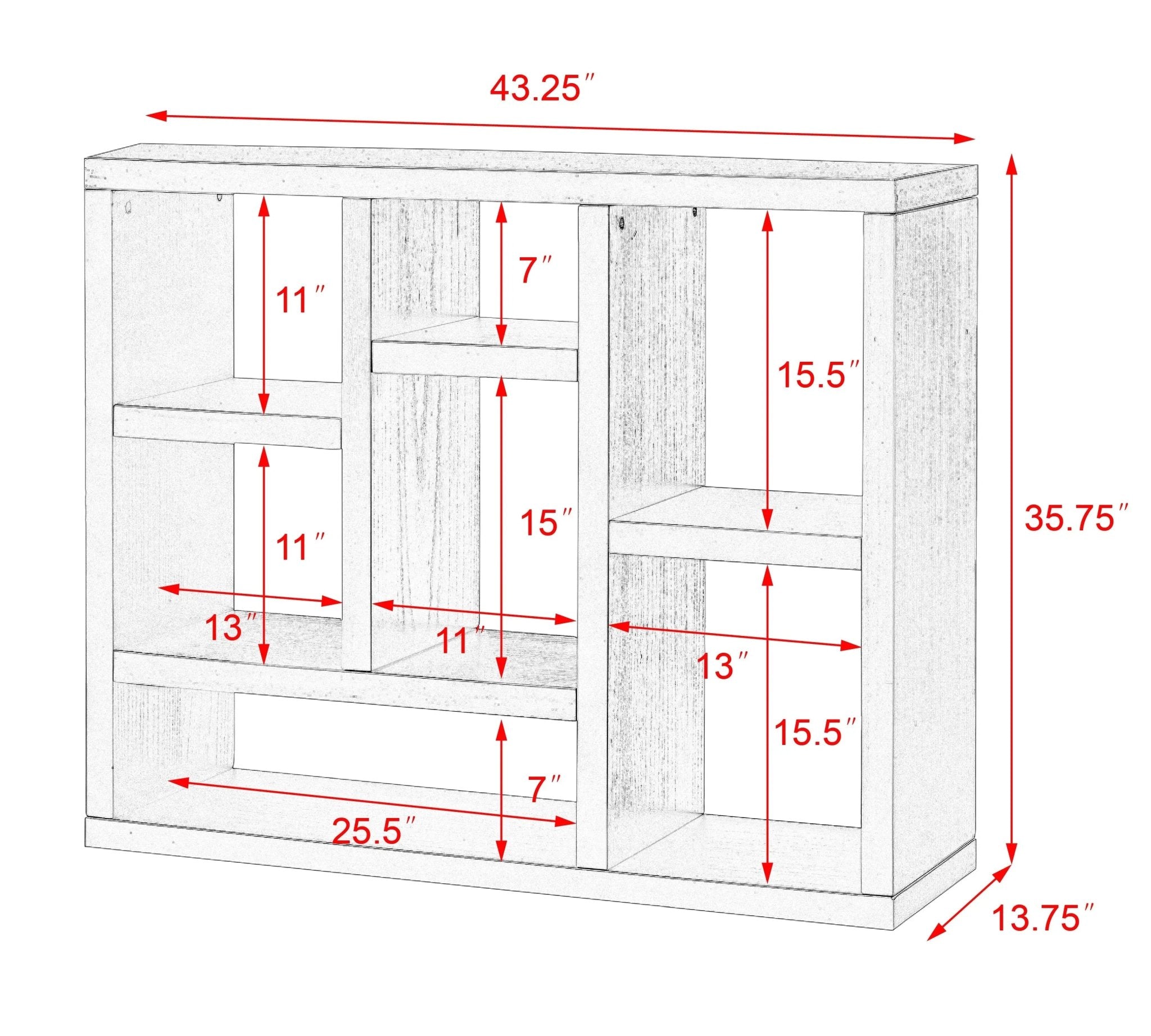 Bellemave® Open Wooden Open Shelf Bookcase with 7 Cube Storage Spaces - Bellemave