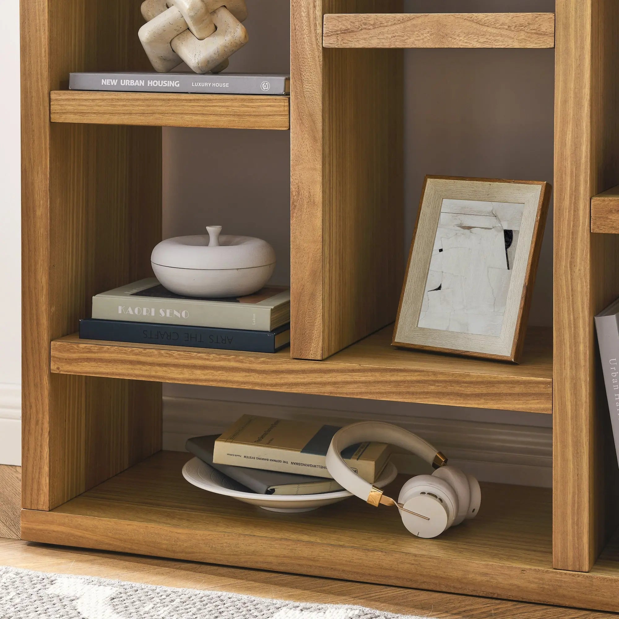 Bellemave® Open Wooden Open Shelf Bookcase with 7 Cube Storage Spaces - Bellemave
