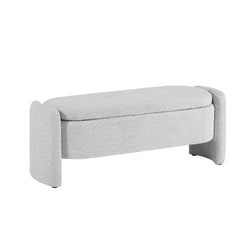 Bellemave® Ottoman Oval Storage Bench 3D Lamb Fleece Fabric Bench with Large Storage Space - Bellemave