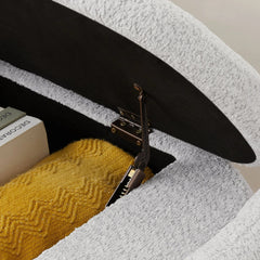 Bellemave® Ottoman Oval Storage Bench 3D Lamb Fleece Fabric Bench with Large Storage Space - Bellemave