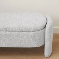 Bellemave® Ottoman Oval Storage Bench 3D Lamb Fleece Fabric Bench with Large Storage Space - Bellemave
