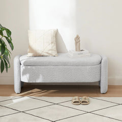Bellemave® Ottoman Oval Storage Bench 3D Lamb Fleece Fabric Bench with Large Storage Space - Bellemave