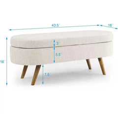 Bellemave® Ottoman Oval Storage Bench with Rubber Wood Legs - Bellemave