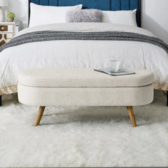 Bellemave® Ottoman Oval Storage Bench with Rubber Wood Legs - Bellemave