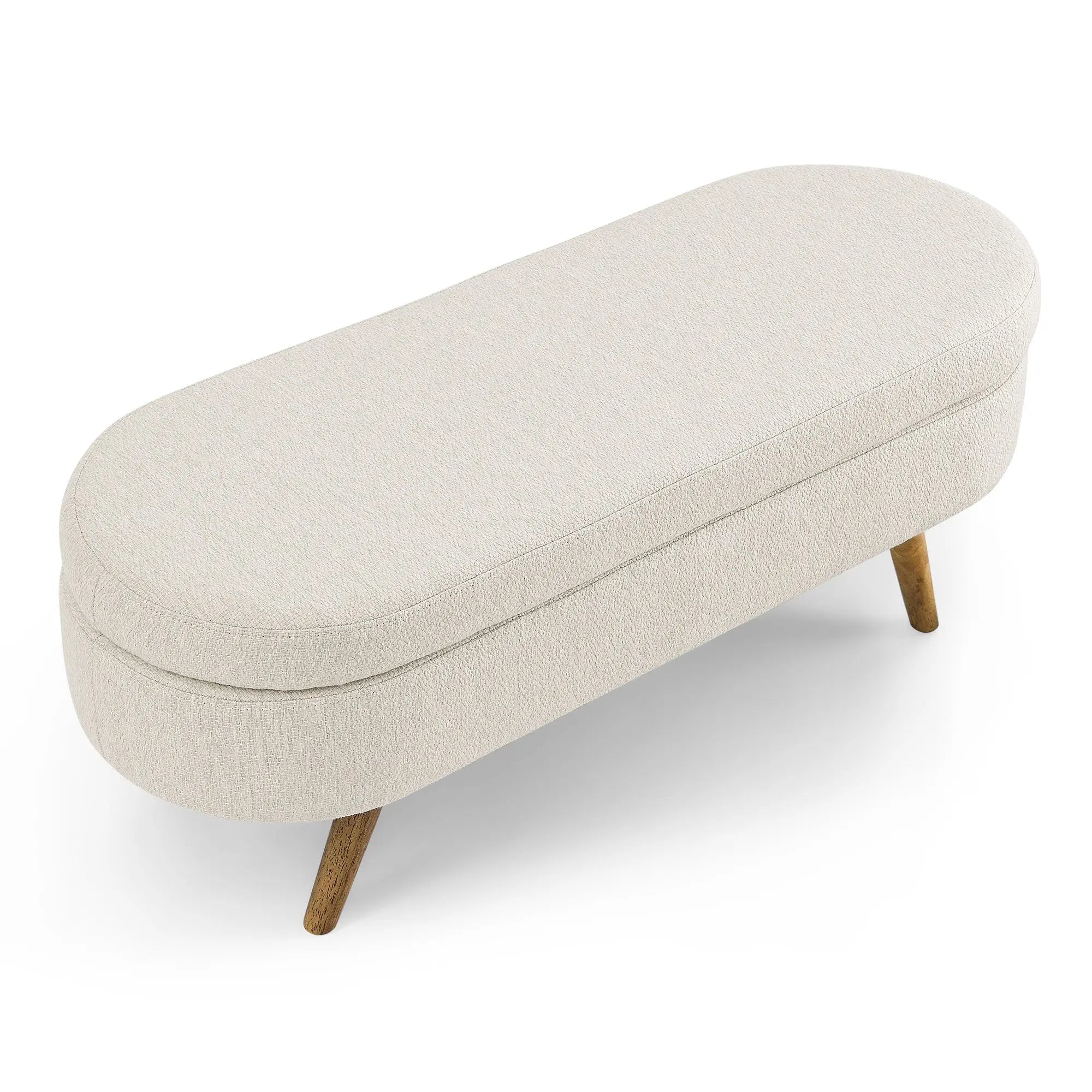 Bellemave® Ottoman Oval Storage Bench with Rubber Wood Legs - Bellemave