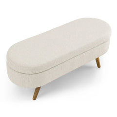 Bellemave® Ottoman Oval Storage Bench with Rubber Wood Legs - Bellemave