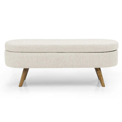 Bellemave® Ottoman Oval Storage Bench with Rubber Wood Legs - Bellemave